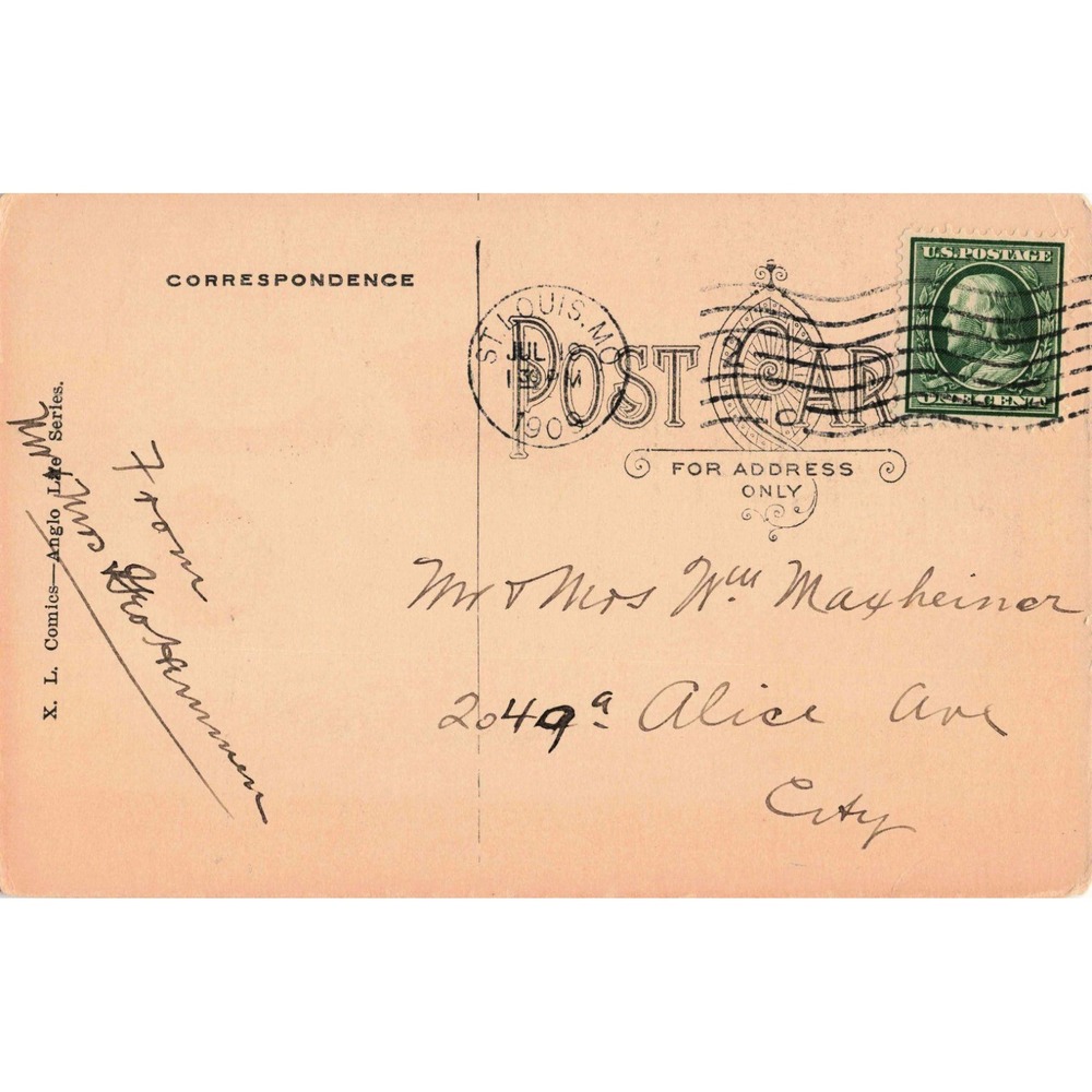 Antique 1909 Its A Boy Nurse Birth Announcement Postcard St Louis MO VG - Picture 2 of 2
